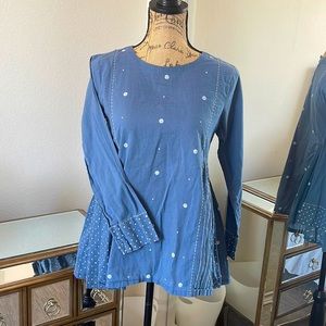 Pleated polka dot blouse